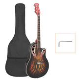 Glarry GT102 41inch Full-Size EQ Cutaway Spruce Top Grape Voice Hole Round Back Acoustic-Electric Guitar - Sunset